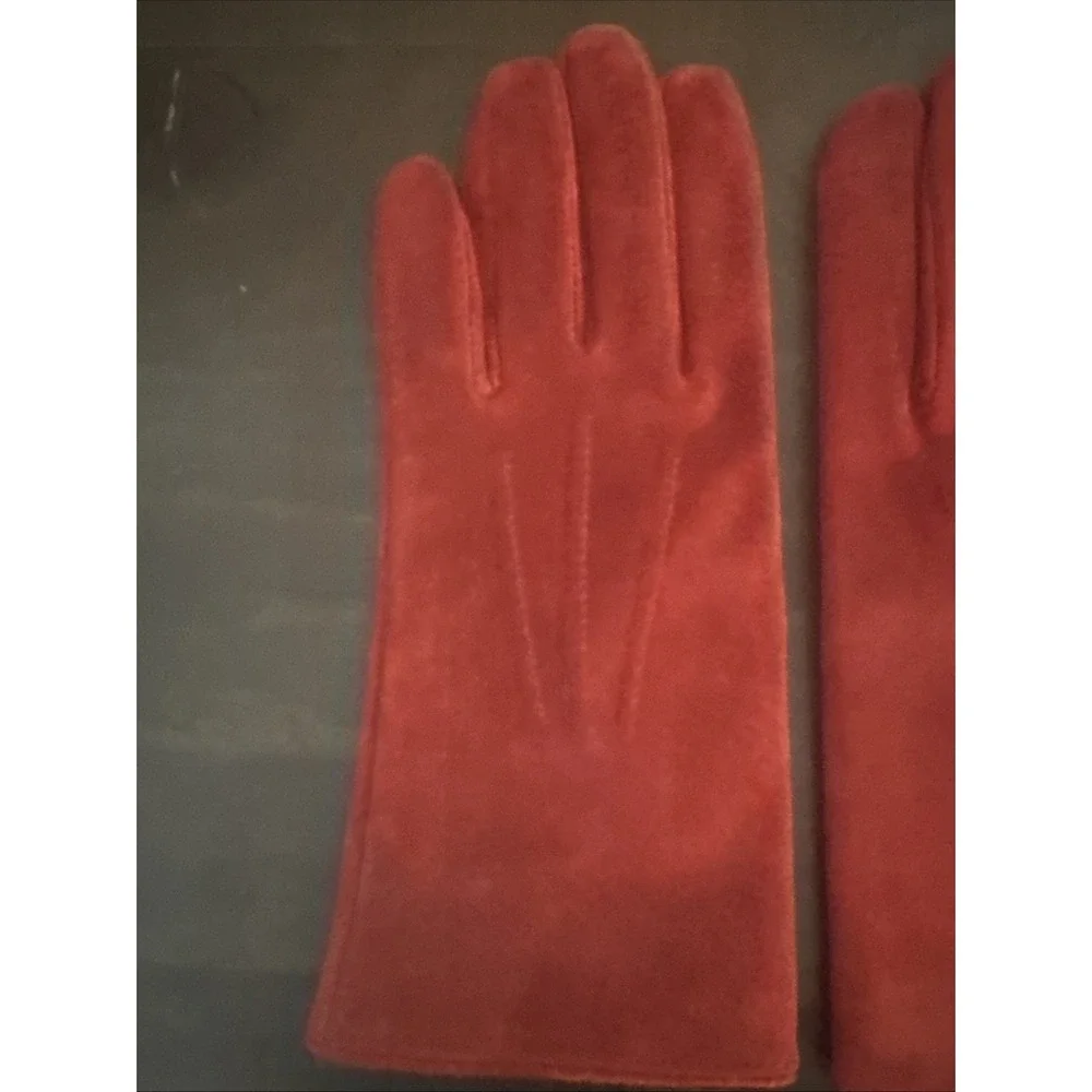 1980s FOWNES Red Suede Leather Gloves Size XL